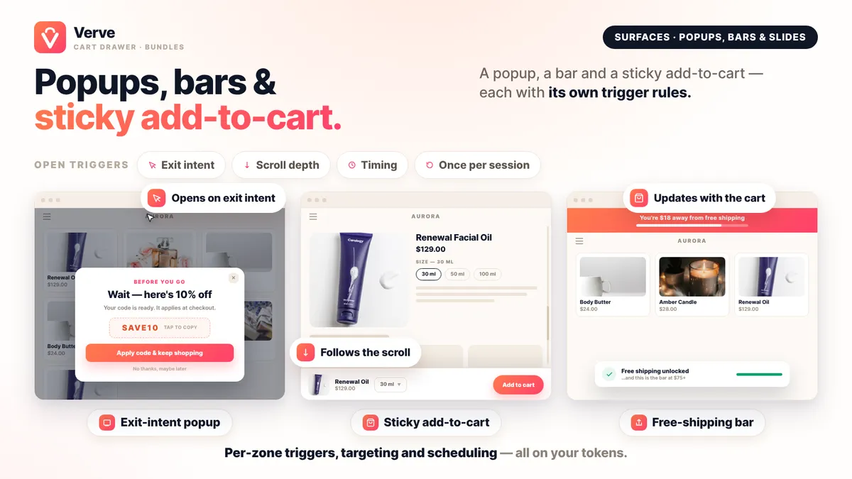Popups,bars & sticky ATC