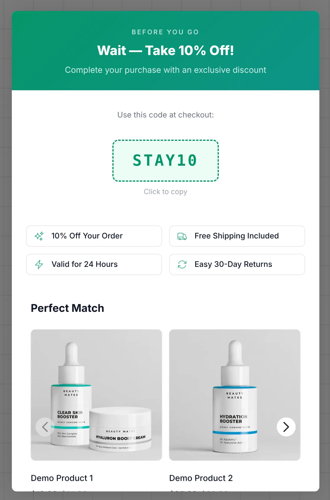 Popup configuration
