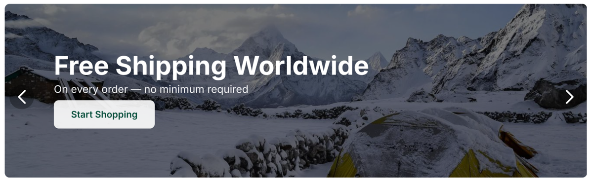 Free shipping promotional image slider
