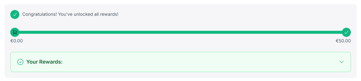 Rewards progress bar with tiered thresholds