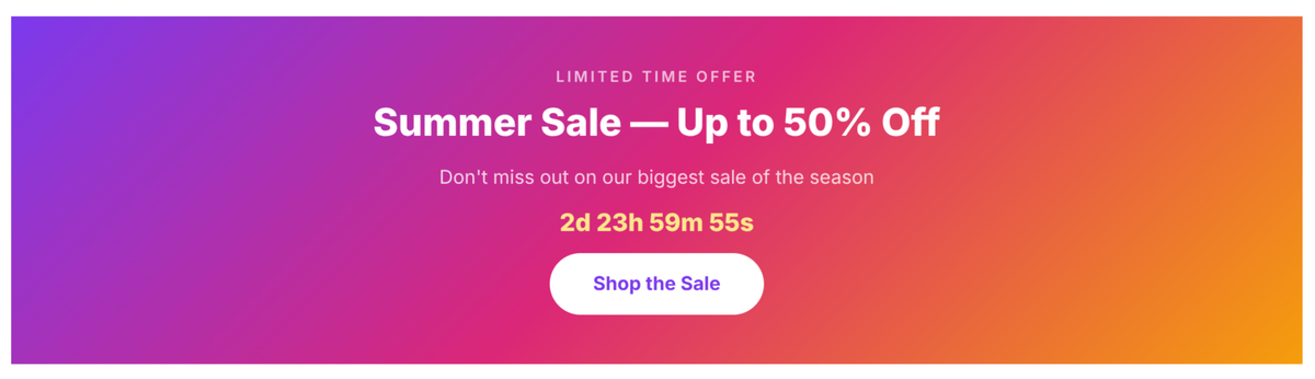 Summer sale countdown banner