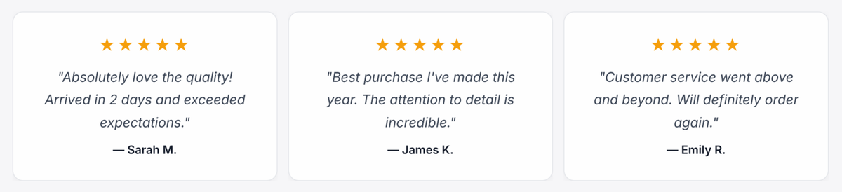 Testimonial review cards